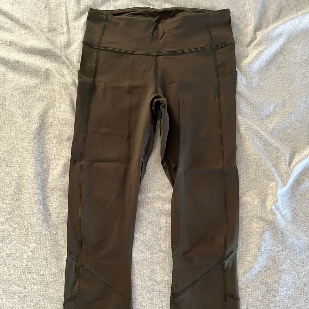 Lululemon Olive Green High-Waisted Capri Leggings